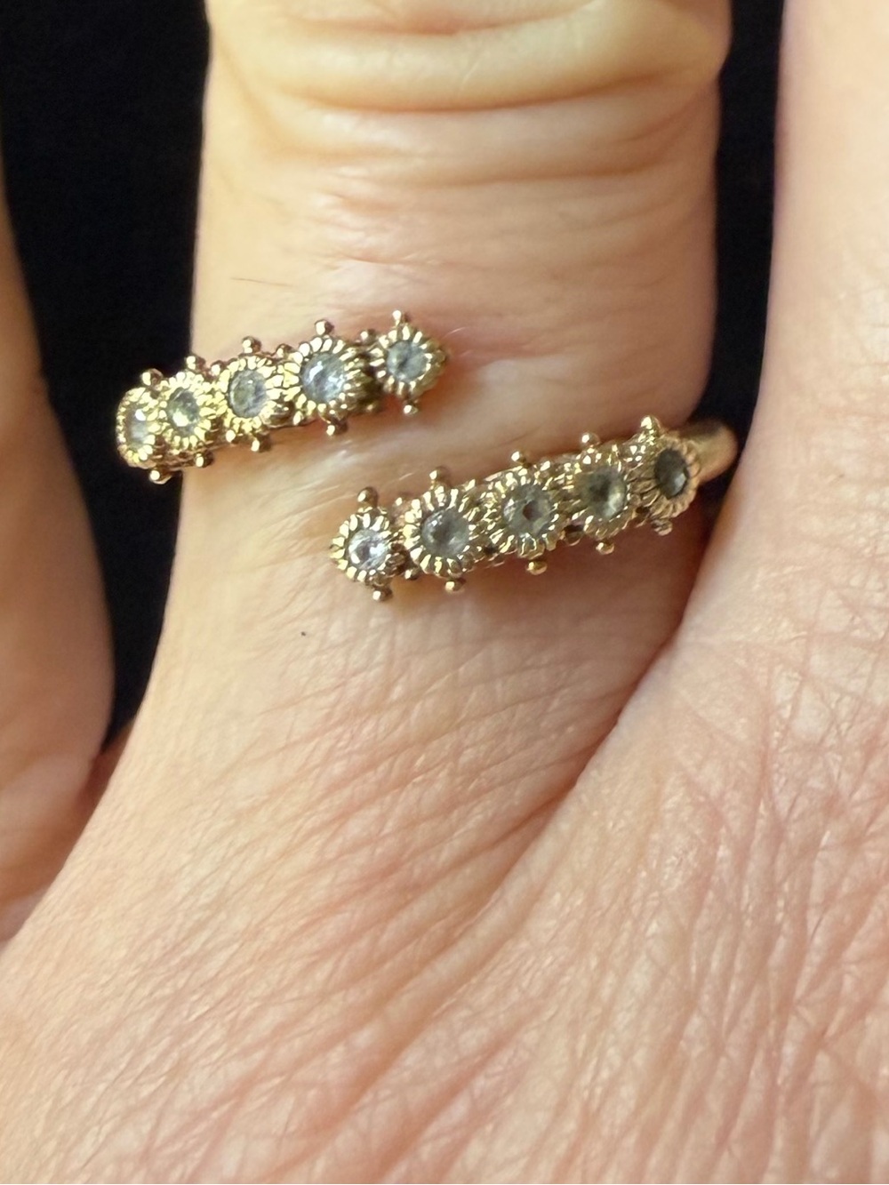 Judith Ripka Gold Open Band Ring with Clear Stones